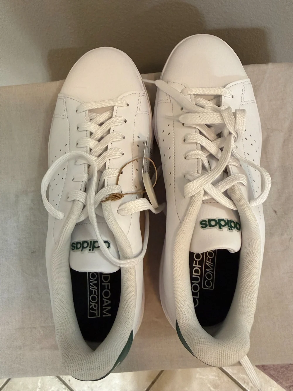 Adidas Advantage 2.0 White Green Sneakers Size 10